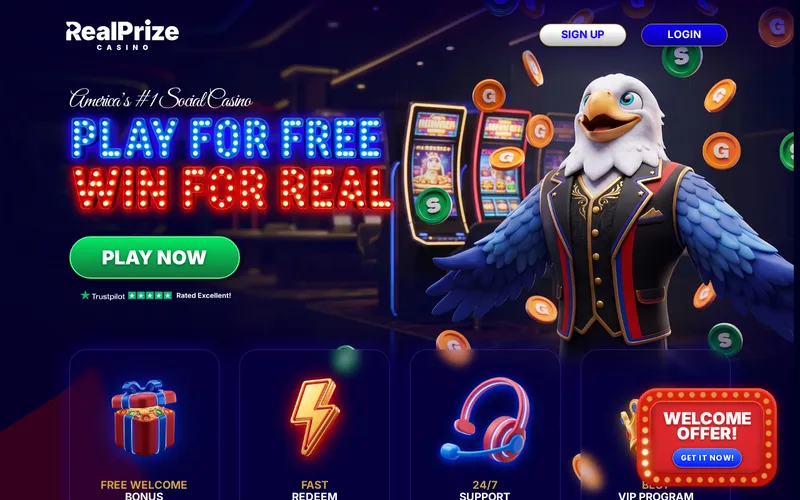 Screenshot of the RealPrize homepage at www.realprize.com, captured October 2026